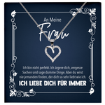 22Feels® Ehefrau Geschenk zum Hochzeitstag, Valentinstag, Geburtstag etc. - Echt Silber 925/000 Schmuckset: Herz Halskette mit Botschaftskarte-Schmuck mit Botschaftskarte - Herz21-22Feels
