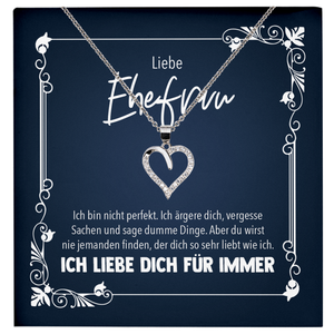 22Feels® Ehefrau Geschenk zum Hochzeitstag, Valentinstag, Geburtstag etc. - Echt Silber 925/000 Schmuckset: Herz Halskette mit Botschaftskarte-Schmuck mit Botschaftskarte - Herz21-22Feels