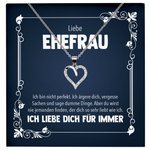 22Feels® Ehefrau Geschenk zum Hochzeitstag, Valentinstag, Geburtstag etc. - Echt Silber 925/000 Schmuckset: Herz Halskette mit Botschaftskarte-Schmuck mit Botschaftskarte - Herz21-22Feels