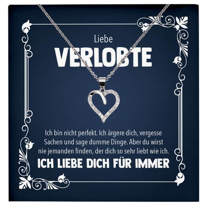 22Feels® Frauen Verlobungsgeschenk - Echt Silber 925/000 Schmuckset: Herz Halskette mit Botschaftskarte-Schmuck mit Botschaftskarte - Herz21-22Feels