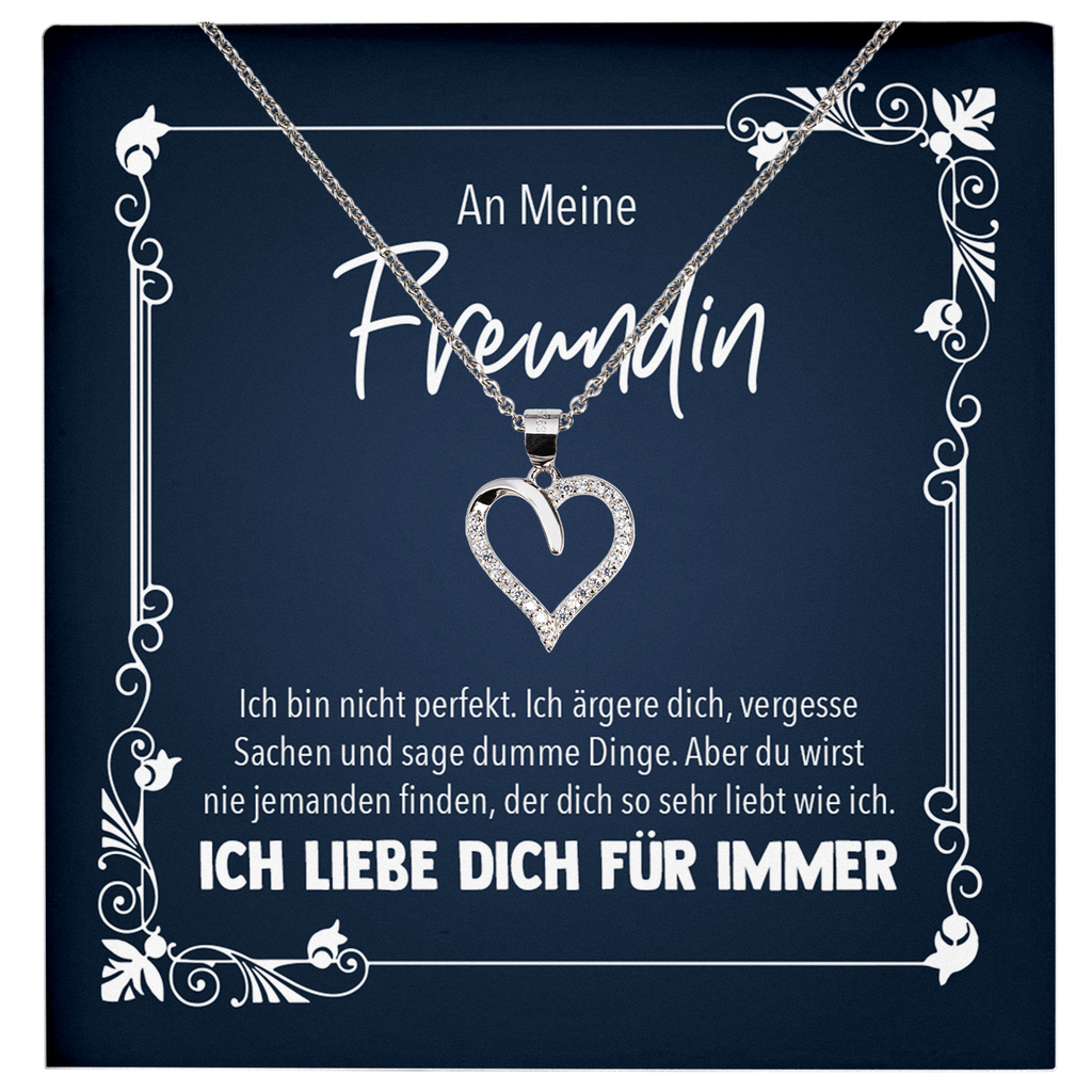 22Feels® Freundin Geschenk zu Jahrestag, Valentinstag und co. - Echt Silber 925/000 Schmuckset: Herz Halskette mit Botschaftskarte-Schmuck mit Botschaftskarte - Herz21-22Feels