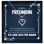 22Feels® Freundin Geschenk zu Jahrestag, Valentinstag und co. - Echt Silber 925/000 Schmuckset: Herz Halskette mit Botschaftskarte-Schmuck mit Botschaftskarte - Herz21-22Feels