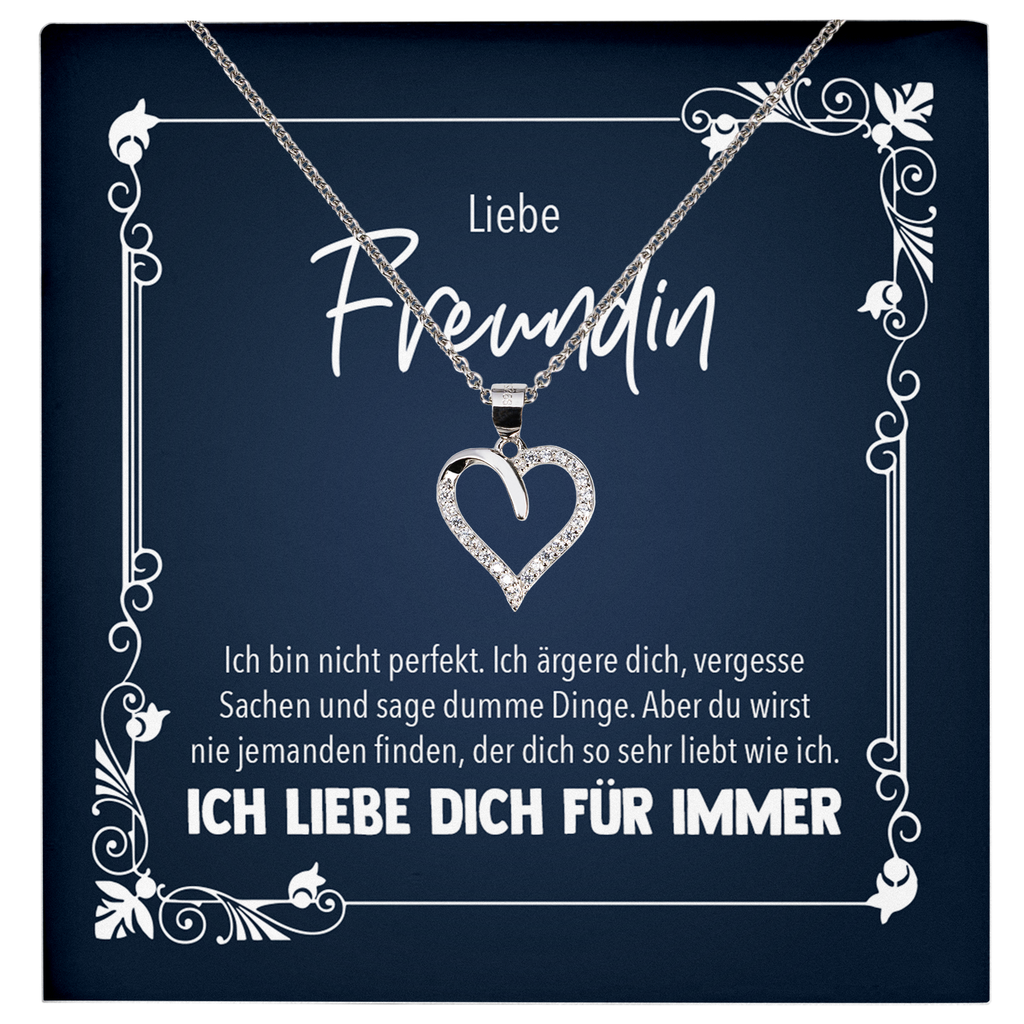 22Feels® Freundin Geschenk zu Jahrestag, Valentinstag und co. - Echt Silber 925/000 Schmuckset: Herz Halskette mit Botschaftskarte-Schmuck mit Botschaftskarte - Herz21-22Feels