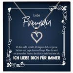 22Feels® Freundin Geschenk zu Jahrestag, Valentinstag und co. - Echt Silber 925/000 Schmuckset: Herz Halskette mit Botschaftskarte-Schmuck mit Botschaftskarte - Herz21-22Feels