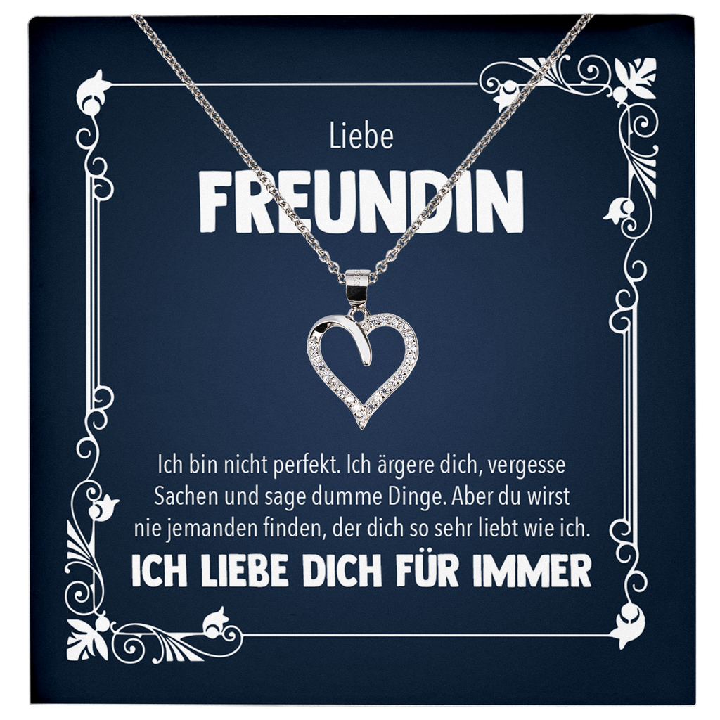 22Feels® Freundin Geschenk zu Jahrestag, Valentinstag und co. - Echt Silber 925/000 Schmuckset: Herz Halskette mit Botschaftskarte-Schmuck mit Botschaftskarte - Herz21-22Feels