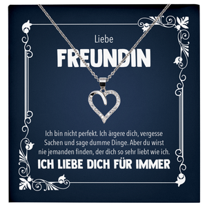 22Feels® Freundin Geschenk zu Jahrestag, Valentinstag und co. - Echt Silber 925/000 Schmuckset: Herz Halskette mit Botschaftskarte-Schmuck mit Botschaftskarte - Herz21-22Feels