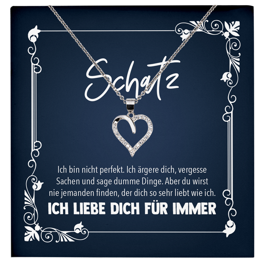 22Feels® Romantisches Geschenk für Frauen zum Jahrestag, Valentinstag, Hochzeitstag und co. - Echt Silber 925/000 Schmuckset: Herz Halskette mit Botschaftskarte-Schmuck mit Botschaftskarte - Herz21-22Feels