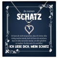 22Feels® Schatz Romantisches Geschenk für Frauen zum Jahrestag, Valentinstag, Hochzeitstag und co. - Echt Silber 925/000 Schmuckset: Herz Halskette mit Botschaftskarte-Schmuck mit Botschaftskarte - Herz21-22Feels