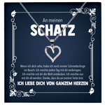 22Feels® Romantisches Geschenk für Frauen zum Hochzeistag, Jahrestag, Valentinstag und co. - Echt Silber 925/000 Schmuckset: Herz Halskette mit Botschaftskarte-Schmuck mit Botschaftskarte - Herz21-22Feels