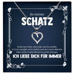 22Feels® Romantisches Geschenk für Frauen zum Hochzeistag, Jahrestag, Valentinstag und co. - Echt Silber 925/000 Schmuckset: Herz Halskette mit Botschaftskarte-Schmuck mit Botschaftskarte - Herz21-22Feels