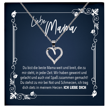 22Feels® Mama Geschenk zum Muttertag, Geburtstag und co. - Echt Silber 925/000 Schmuckset: Herz Halskette mit Botschaftskarte-Schmuck mit Botschaftskarte - Herz21-22Feels