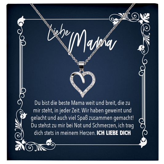22Feels® Mama Geschenk zum Muttertag, Geburtstag und co. - Echt Silber 925/000 Schmuckset: Herz Halskette mit Botschaftskarte-Schmuck mit Botschaftskarte - Herz21-22Feels
