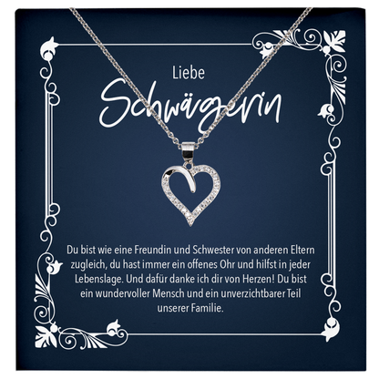 22Feels® Schwägerin Geschenk - Echt Silber 925/000 Schmuckset: Herz Halskette mit Botschaftskarte-Schmuck mit Botschaftskarte - Herz21-22Feels