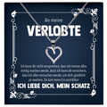22Feels® Frisch Verlobte Geschenk - Echt Silber 925/000 Schmuckset: Herz Halskette mit Botschaftskarte-Schmuck mit Botschaftskarte - Herz21-22Feels