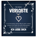22Feels® Frauen Verlobungsgeschenk - Echt Silber 925/000 Schmuckset: Herz Halskette mit Botschaftskarte-Schmuck mit Botschaftskarte - Herz21-22Feels