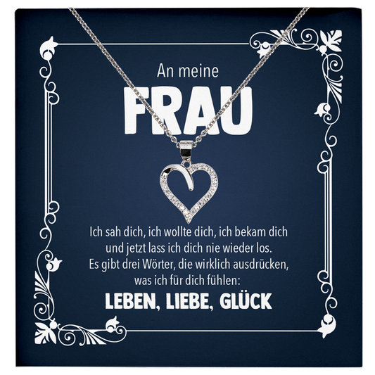22Feels® Ehefrau Geschenk zum Hochzeitstag, Valentinstag, Geburtstag etc. - Echt Silber 925/000 Schmuckset: Herz Halskette mit Botschaftskarte-Schmuck mit Botschaftskarte - Herz21-22Feels
