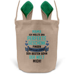 22Feels® Mama Osterkorb von Sohn Mutter mit Henkel Ostergeschenk Tragetasche Ostern Deko Osternest Körbchen Hasenohren (Beige/Grün)-Ostern Tragetasche-22Feels