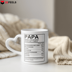 22Feels® Geschenk für Papas - Tasse mit Spruch (Herzhenkel, Weiss, 320ml)-Tasse Weiss Herzhenkel 320ml-22Feels