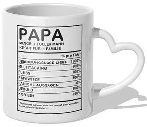 22Feels® Geschenk für Papas - Tasse mit Spruch (Herzhenkel, Weiss, 320ml)-Tasse Weiss Herzhenkel 320ml-22Feels