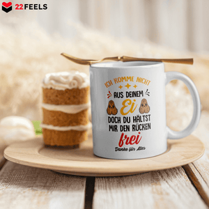 22Feels® Geschenk für Stiefpapas - Tasse mit Spruch: Du Hältst Mir Den Rücken Frei (Weiss, 320ml)-Weisse Tasse 320ml-22Feels