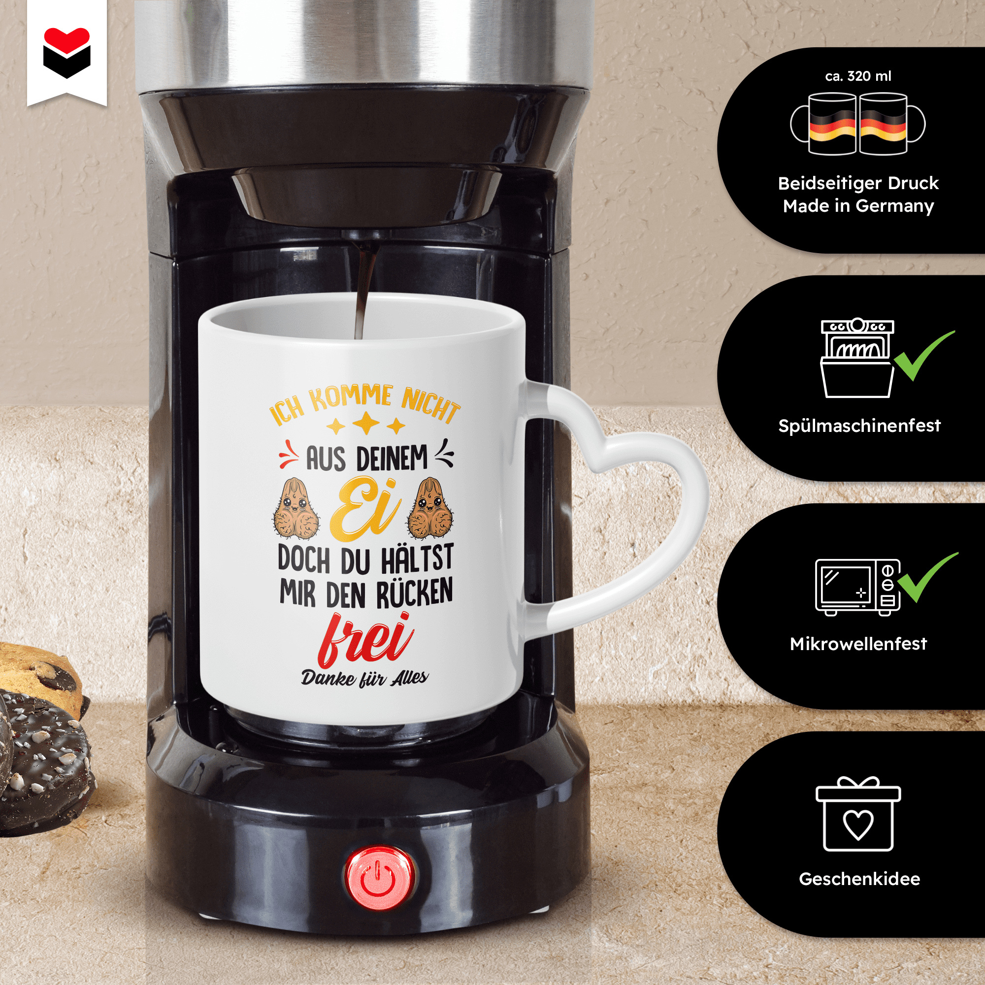 22Feels® Stiefvater Geschenk - Tasse mit Spruch (Herzhenkel, Weiss, 320ml)-Tasse Weiss Herzhenkel 320ml-22Feels