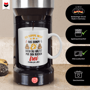 22Feels® Geschenk für Stiefpapas - Tasse mit Spruch: Du Hältst Mir Den Rücken Frei (Weiss, 320ml)-Weisse Tasse 320ml-22Feels