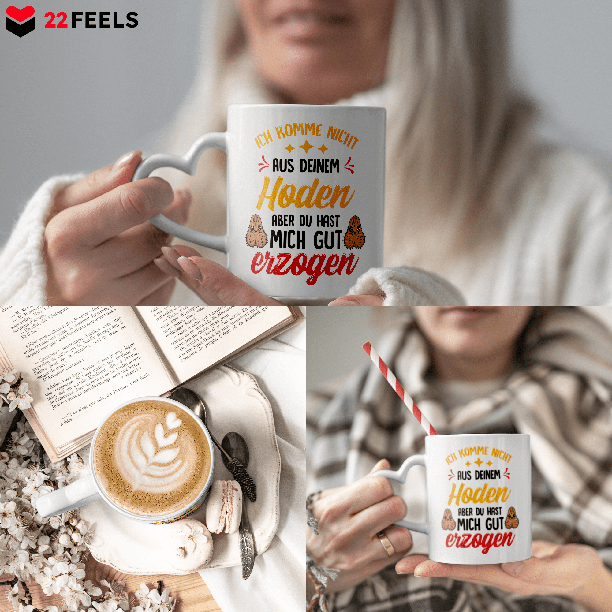 22Feels® Stiefvater Geschenk - Tasse mit Spruch (Herzhenkel, Weiss, 320ml)-Tasse Weiss Herzhenkel 320ml-22Feels