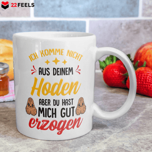22Feels® Geschenk für Stiefpapas - Tasse mit Spruch: Du Hast Mich Gut Erzogen (Weiss, 320ml)-Weisse Tasse 320ml-22Feels