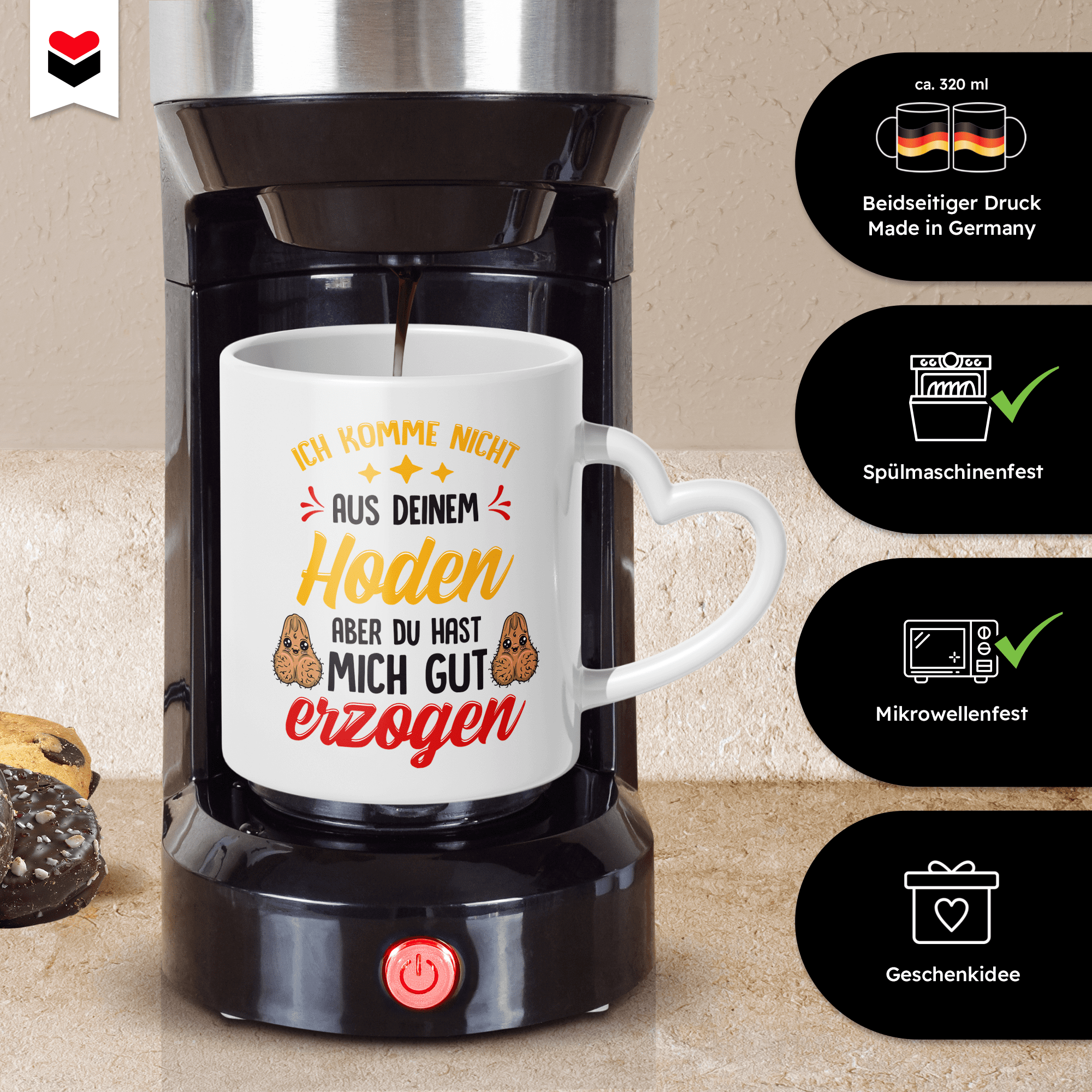 22Feels® Stiefvater Geschenk - Tasse mit Spruch (Herzhenkel, Weiss, 320ml)-Tasse Weiss Herzhenkel 320ml-22Feels