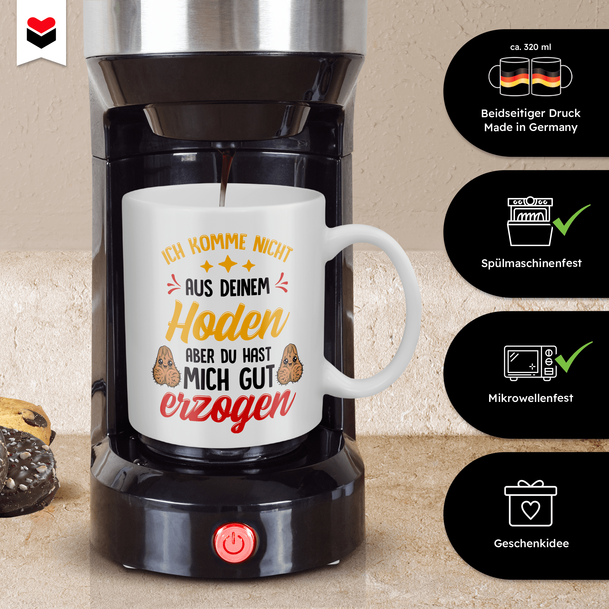 22Feels® Geschenk für Stiefpapas - Tasse mit Spruch: Du Hast Mich Gut Erzogen (Weiss, 320ml)-Weisse Tasse 320ml-22Feels
