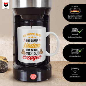 22Feels® Geschenk für Stiefpapas - Tasse mit Spruch: Du Hast Mich Gut Erzogen (Weiss, 320ml)-Weisse Tasse 320ml-22Feels