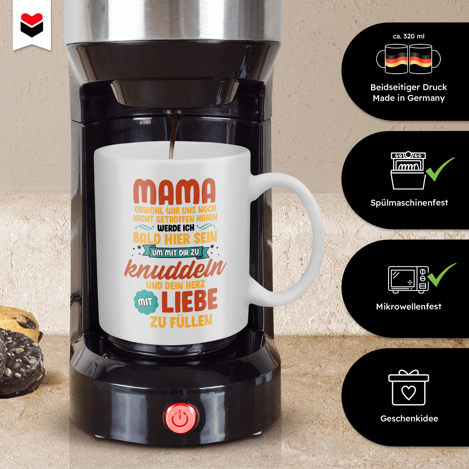 22Feels® Geschenk für schwangere Frauen - Tasse mit Spruch: Obwohl Wir Uns Noch Nicht Getroffen Haben (Weiss, 320ml)-Weisse Tasse 320ml-22Feels