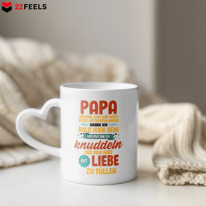 22Feels® Geschenk für Werdende Väter - Du Wirst Papa Tasse mit Spruch (Herzhenkel, Weiss, 320ml)-Tasse Weiss Herzhenkel 320ml-22Feels