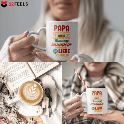 22Feels® Geschenk für Werdende Väter - Du Wirst Papa Tasse mit Spruch (Herzhenkel, Weiss, 320ml)-Tasse Weiss Herzhenkel 320ml-22Feels