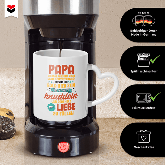 22Feels® Geschenk für Werdende Väter - Du Wirst Papa Tasse mit Spruch (Herzhenkel, Weiss, 320ml)-Tasse Weiss Herzhenkel 320ml-22Feels