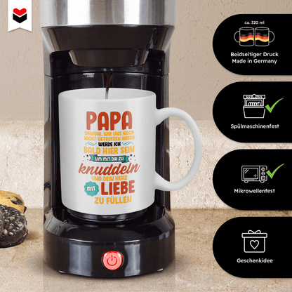 22Feels® Geschenk für Werdende Väter - Du Wirst Papa Tasse mit Spruch: Obwohl Wir Uns Noch Nicht Getroffen Haben (Weiss, 320ml)-Weisse Tasse 325ml-22Feels