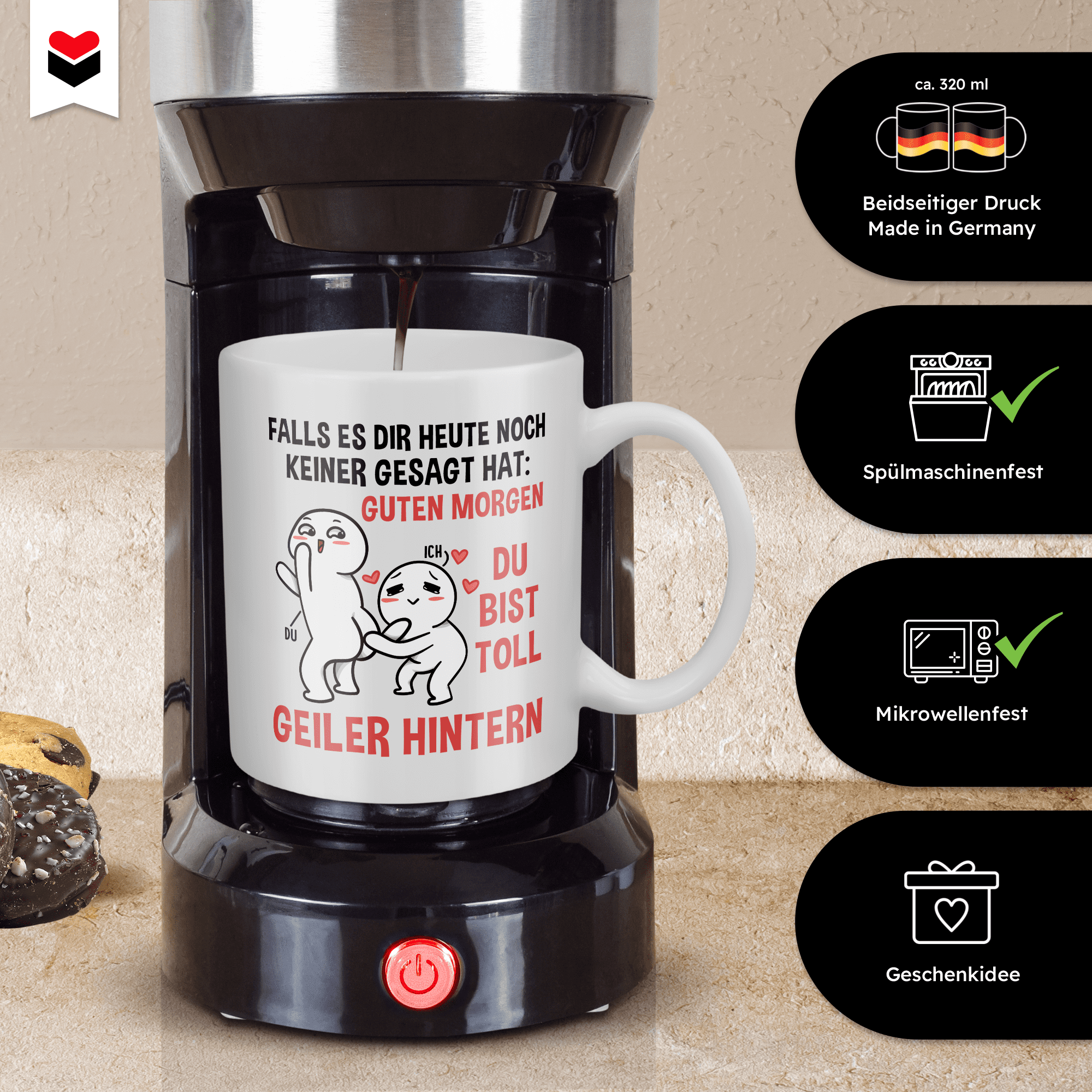 22Feels® Geschenk für Paare - Tasse mit Spruch: Falls Es Dir Heute Noch Keiner Gesagt Hat (Weiss, 320ml)-Weisse Tasse 320ml-22Feels