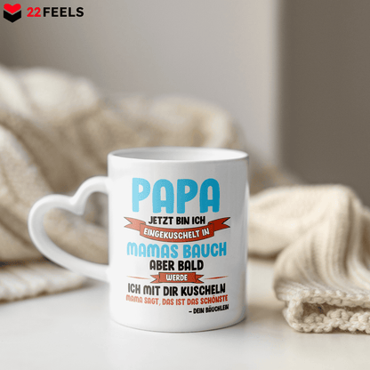 22Feels® Geschenk für Werdende Väter - Du Wirst Papa Tasse mit Spruch (Herzhenkel, Weiss, 320ml)-Tasse Weiss Herzhenkel 320ml-22Feels