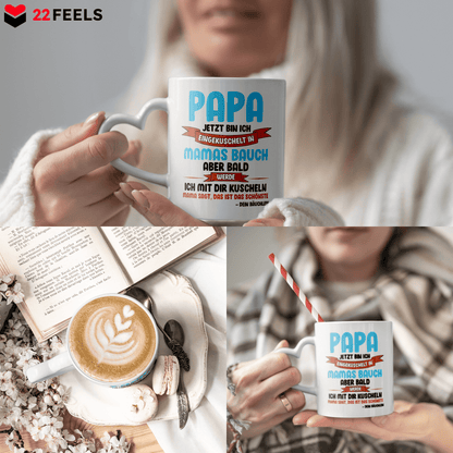 22Feels® Geschenk für Werdende Väter - Du Wirst Papa Tasse mit Spruch (Herzhenkel, Weiss, 320ml)-Tasse Weiss Herzhenkel 320ml-22Feels
