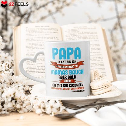 22Feels® Geschenk für Werdende Väter - Du Wirst Papa Tasse mit Spruch (Herzhenkel, Weiss, 320ml)-Tasse Weiss Herzhenkel 320ml-22Feels