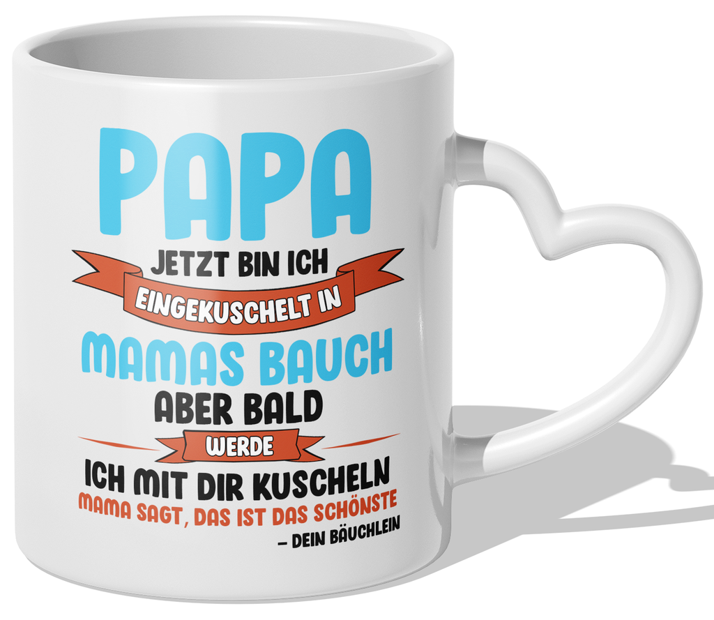 22Feels® Geschenk für Werdende Väter - Du Wirst Papa Tasse mit Spruch (Herzhenkel, Weiss, 320ml)-Tasse Weiss Herzhenkel 320ml-22Feels
