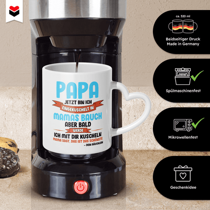 22Feels® Geschenk für Werdende Väter - Du Wirst Papa Tasse mit Spruch (Herzhenkel, Weiss, 320ml)-Tasse Weiss Herzhenkel 320ml-22Feels