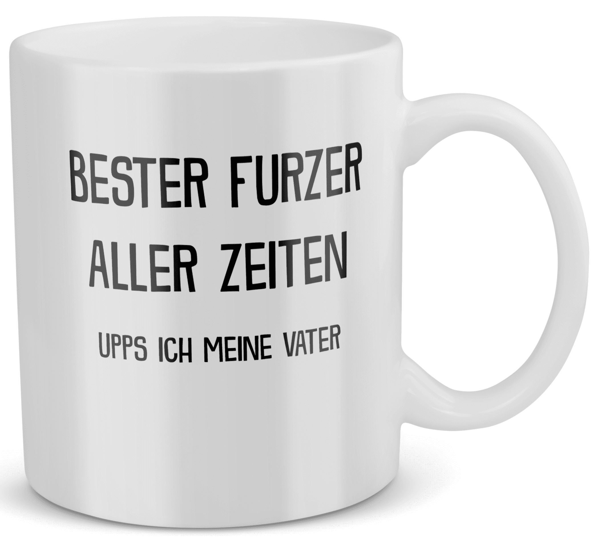 22Feels® Geschenk für Papas - Tasse mit Spruch: Bester Furzer Aller Zeiten (Weiss, 320ml)-Weisse Tasse 320ml-22Feels