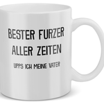 22Feels® Geschenk für Papas - Tasse mit Spruch: Bester Furzer Aller Zeiten (Weiss, 320ml)-Weisse Tasse 320ml-22Feels