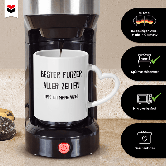 22Feels® Geschenk für Papas - Tasse mit Spruch (Herzhenkel, Weiss, 320ml)-Tasse Weiss Herzhenkel 320ml-22Feels
