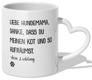 22Feels® Hundemama Geschenk - Tasse mit Spruch (Herzhenkel, Weiss, 320ml)-Tasse Weiss Herzhenkel 320ml-22Feels