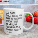 22Feels® Geschenk für Mama von Sohn - Tasse mit Spruch: Zirkus (Weiss, 320ml)-Weisse Tasse 320ml-22Feels