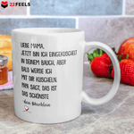 22Feels® Geschenk für schwangere Frauen - Tasse mit Spruch: Jetzt Bin Ich Eingekuschelt (Weiss, 320ml)-Weisse Tasse 320ml-22Feels