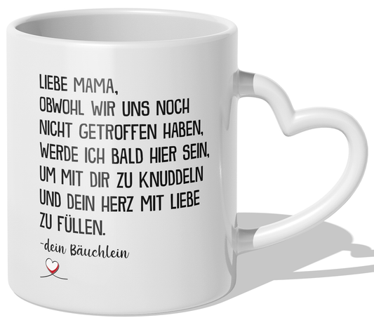 22Feels® Werdende Mama Geschenk - Tasse mit Spruch (Herzhenkel, Weiss, 320ml)-Tasse Weiss Herzhenkel 320ml-22Feels