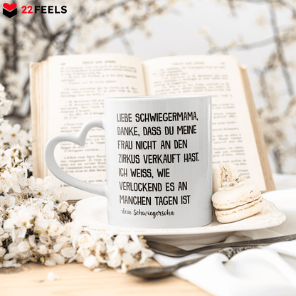 22Feels® Schwiegermutter Geschenk von Schwiegersohn bzw. Bräutigam - Tasse mit Spruch (Herzhenkel, Weiss, 320ml)-Tasse Weiss Herzhenkel 320ml-22Feels